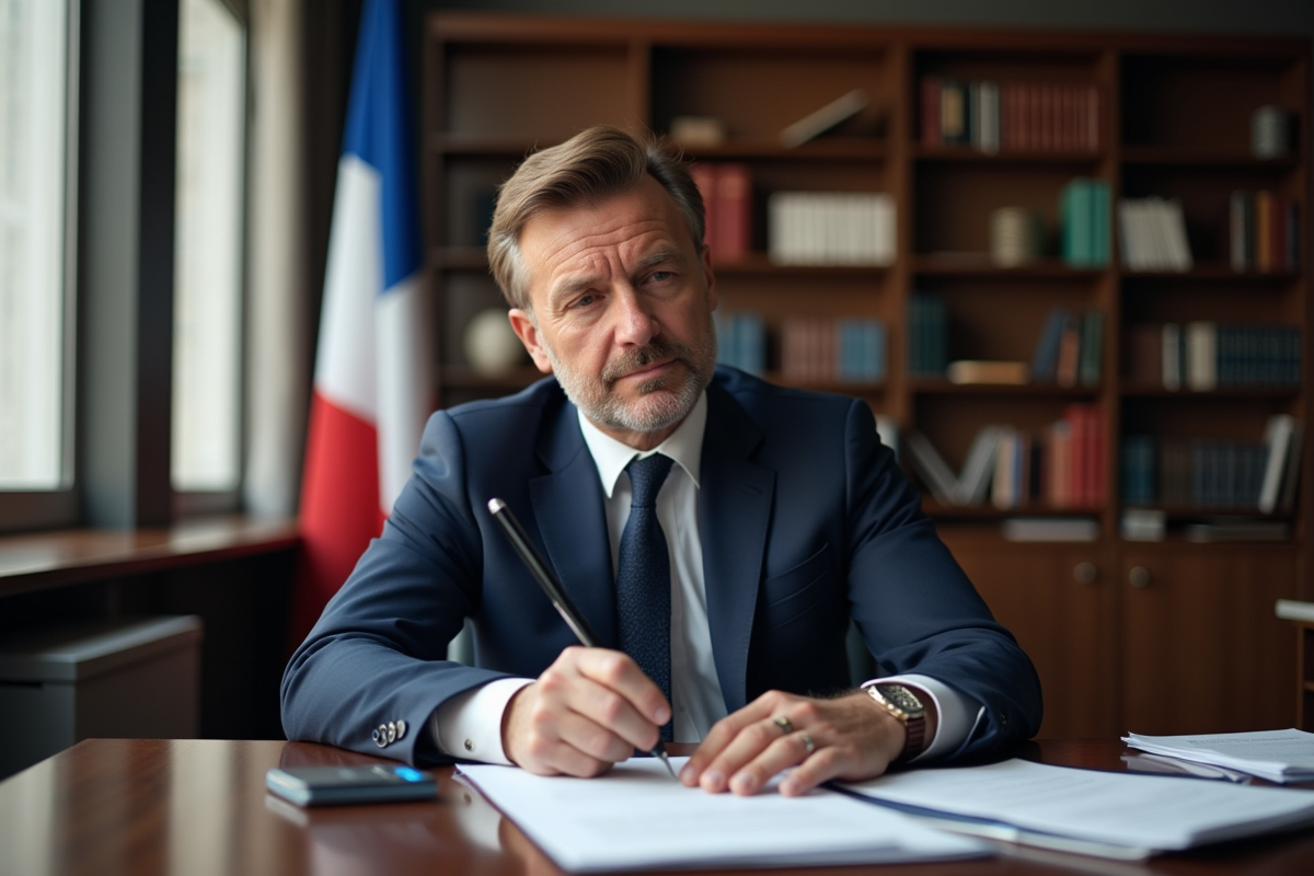 Avocat québecois en bureau examinant documents officiels