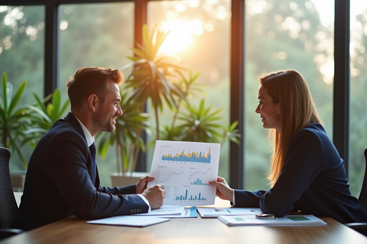 Conseiller d'affaires et client en réunion de travail