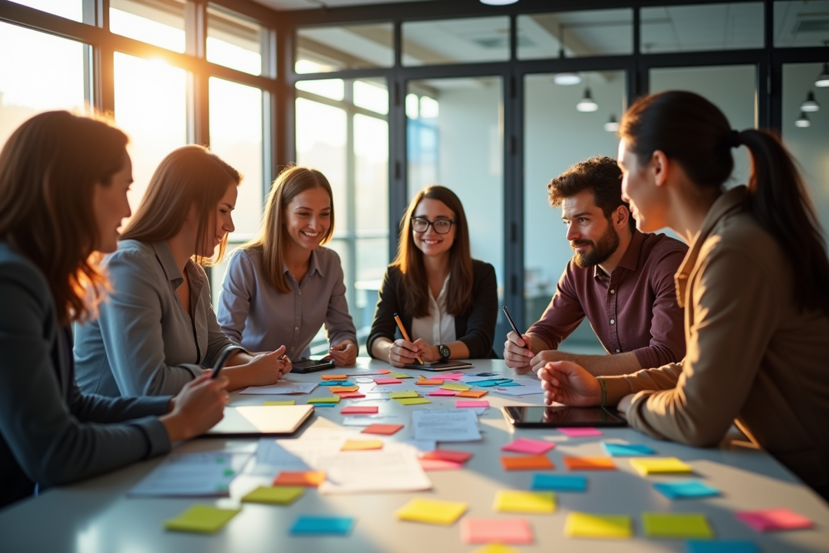 Groupe de professionnels collaborant autour d