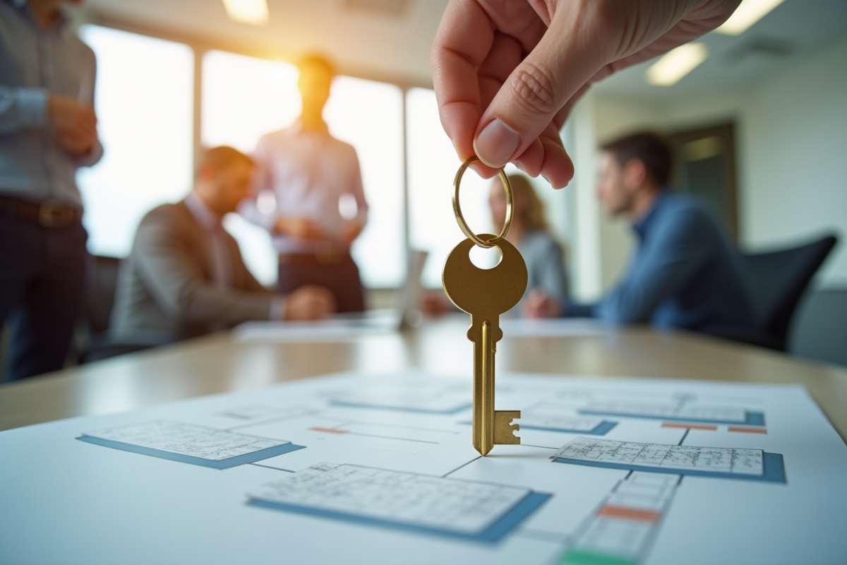 Main tenant une clé dorée au-dessus d